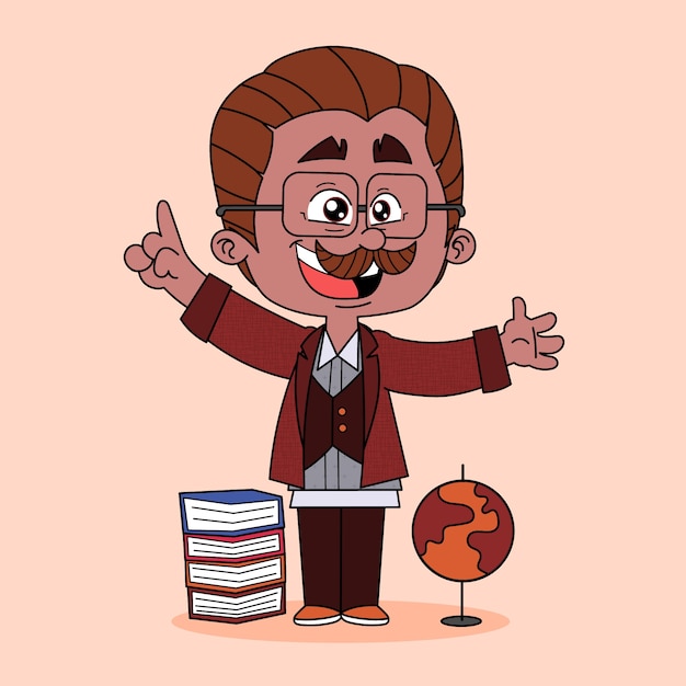 Free Vector hand drawn professor  cartoon illustration
