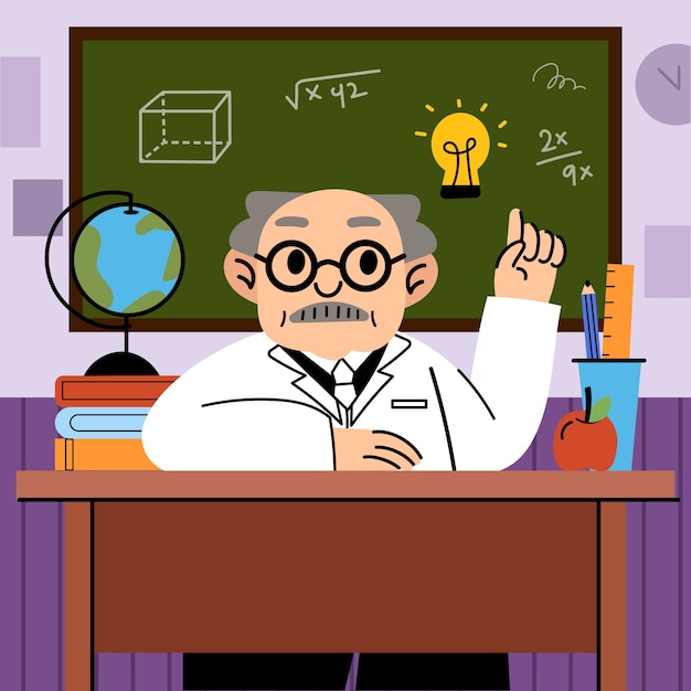 Free Vector hand drawn professor cartoon illustration