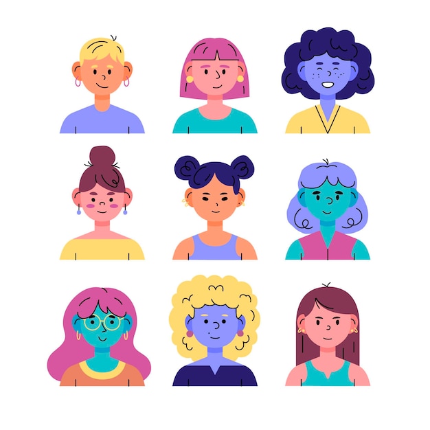 Free Vector hand drawn profile icons pack