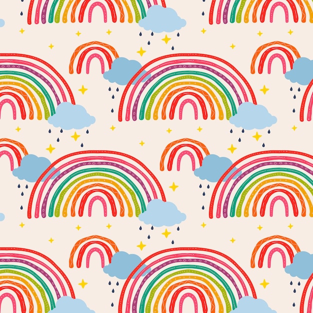 Free Vector hand drawn rainbow pattern design