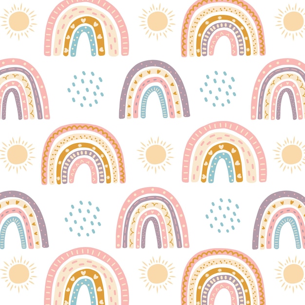 Free Vector hand drawn rainbow pattern design