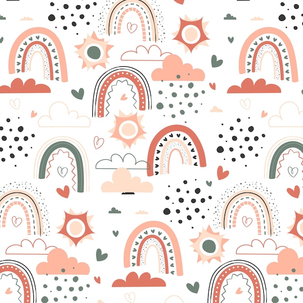 Free Vector hand drawn rainbow pattern design
