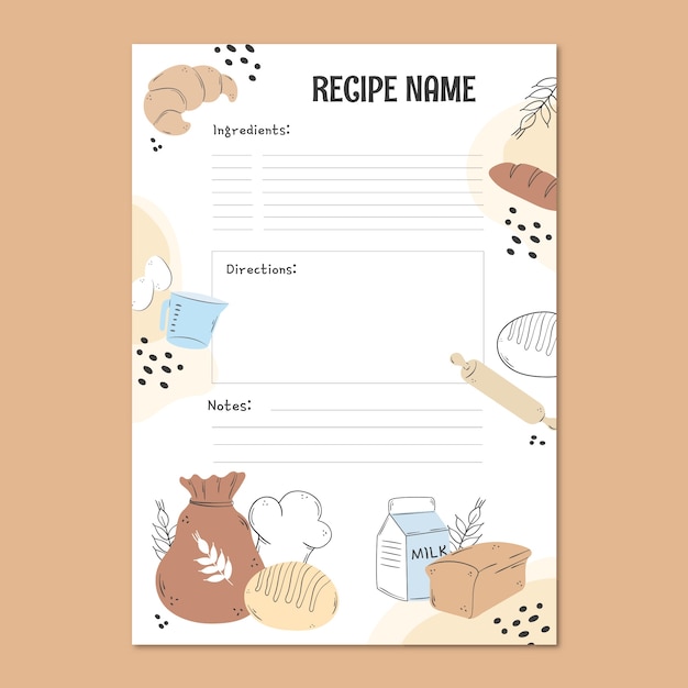 Free Vector hand drawn recipe template design
