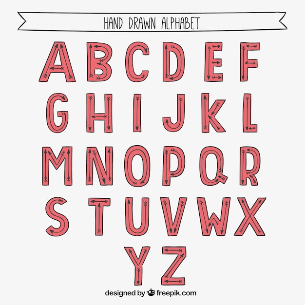 Free Vector hand drawn red  alphabet