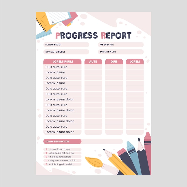 Free Vector hand drawn report card template