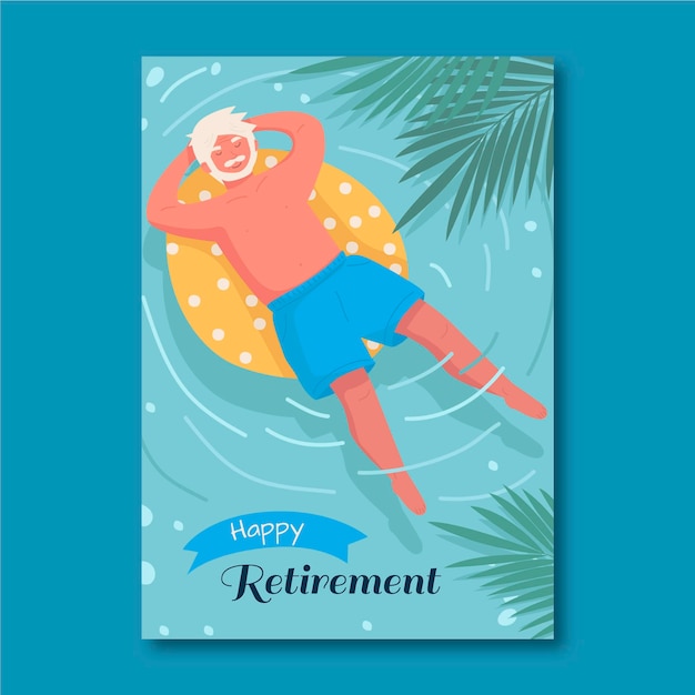 Free Vector hand drawn retirement greeting card template