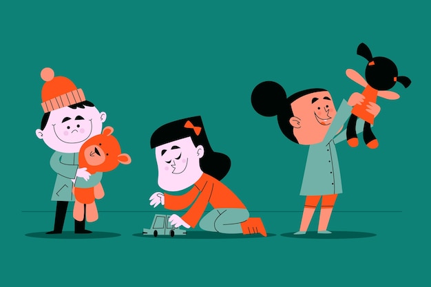 Free Vector hand drawn retro cartoon characters