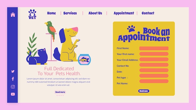 Free Vector hand drawn retro landing page design