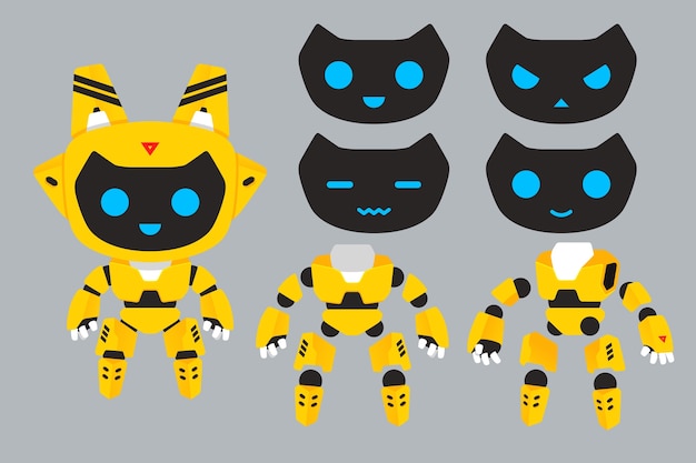 Free Vector hand drawn robot character constructor illustration