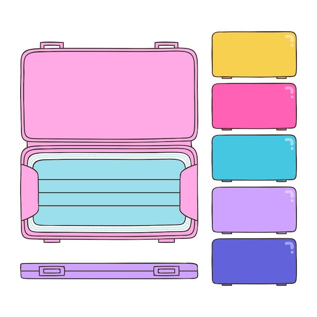 Free Vector hand drawn set of face mask storage cases