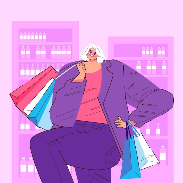 Free Vector hand drawn shopping cartoon illustration