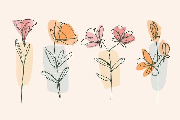 Free Vector hand drawn simple flower outline illustration