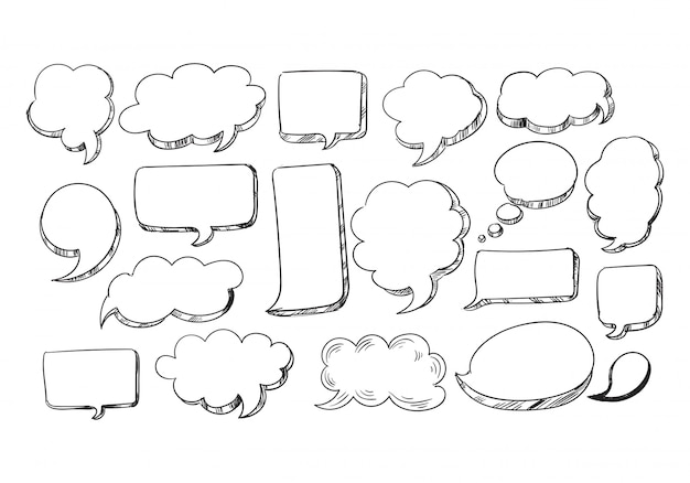 Free Vector hand drawn sketch speech bubble set design