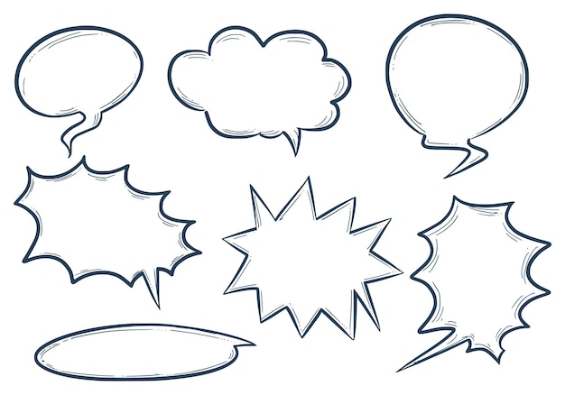 Free Vector hand drawn sketch speech bubble set