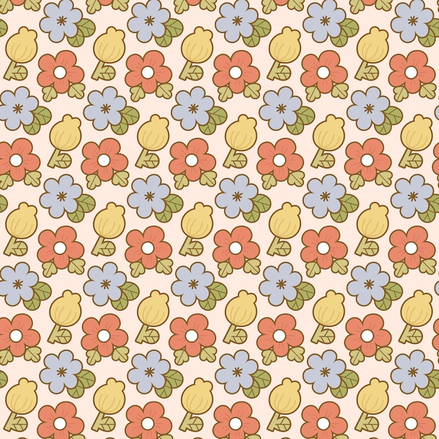 Free Vector hand drawn small flowers pattern design