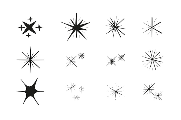 Free Vector hand drawn sparkling star collection