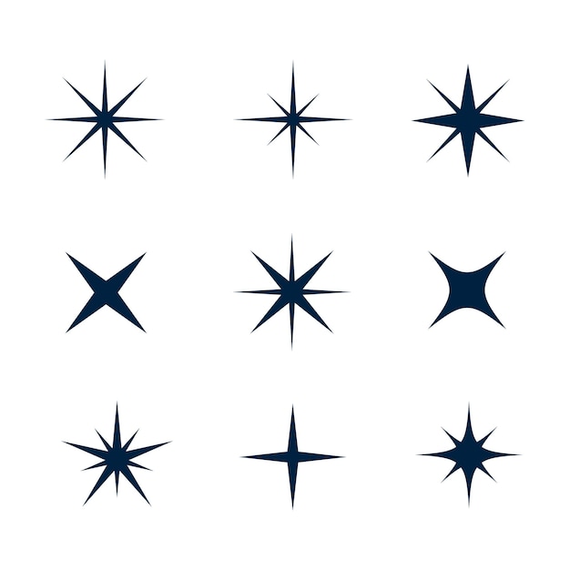 Free Vector hand drawn sparkling star icon element in set vector