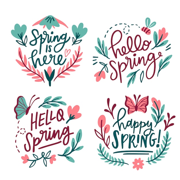 Free Vector hand drawn spring badge collection