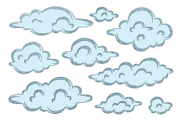 Free Vector hand drawn style cloud collection