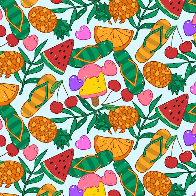 Free Vector hand drawn summer pattern