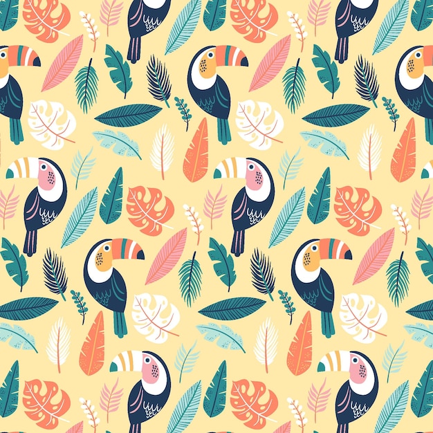 Free Vector hand drawn summer tropical pattern