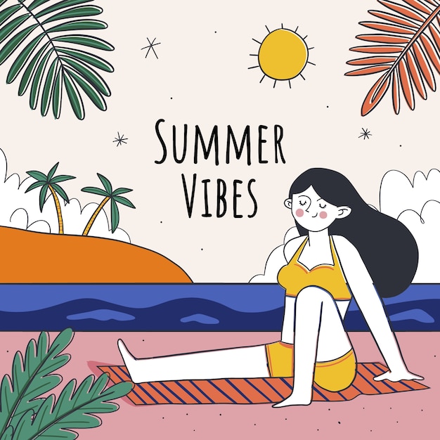 Free Vector hand drawn summer vibes illustration