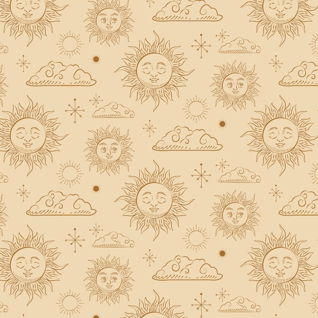 Free Vector hand drawn sun pattern