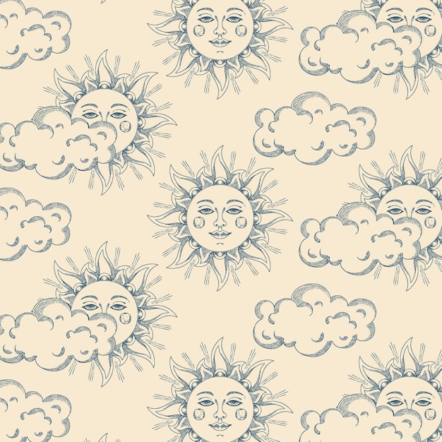 Free Vector hand drawn sun pattern