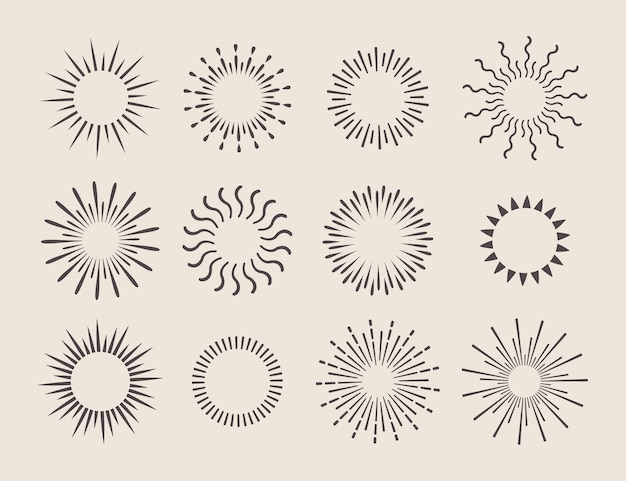 Free Vector hand drawn sunburst set