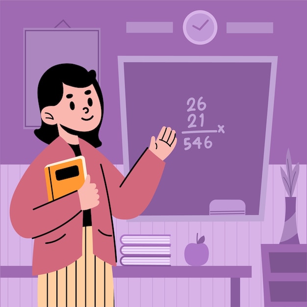 Free Vector hand drawn teacher  cartoon illustration