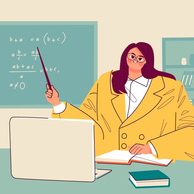 Free Vector hand drawn teacher cartoon illustration