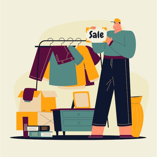 Free Vector hand drawn thrift store illustration