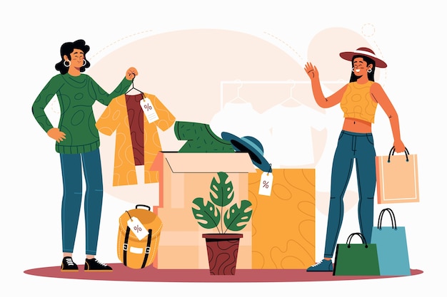 Free Vector hand drawn thrift store illustration
