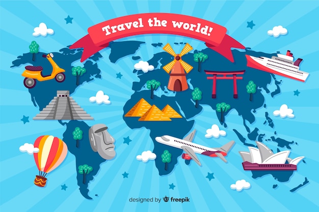 Free Vector hand drawn tourism day background