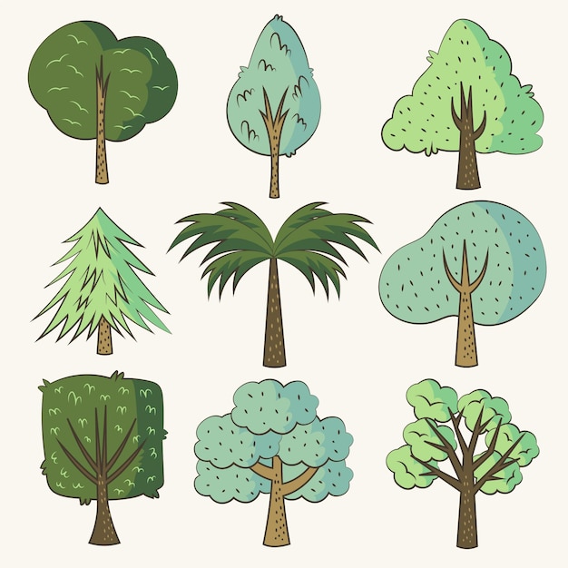 Free Vector hand drawn trees set