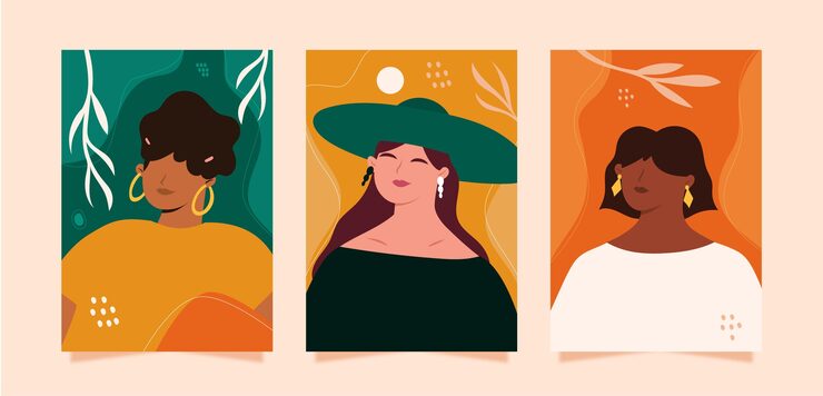 Free Vector hand drawn trendy fashion portraits cover collection