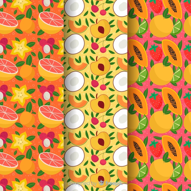 Free Vector hand drawn tropical fruits pattern