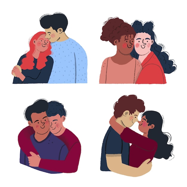Free Vector hand drawn valentine's day couple collection