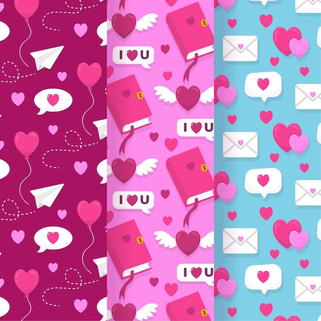 Free Vector hand drawn valentine's day pattern set