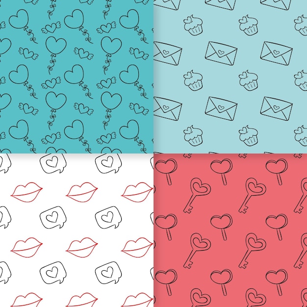 Free Vector hand drawn valentines day pattern collection