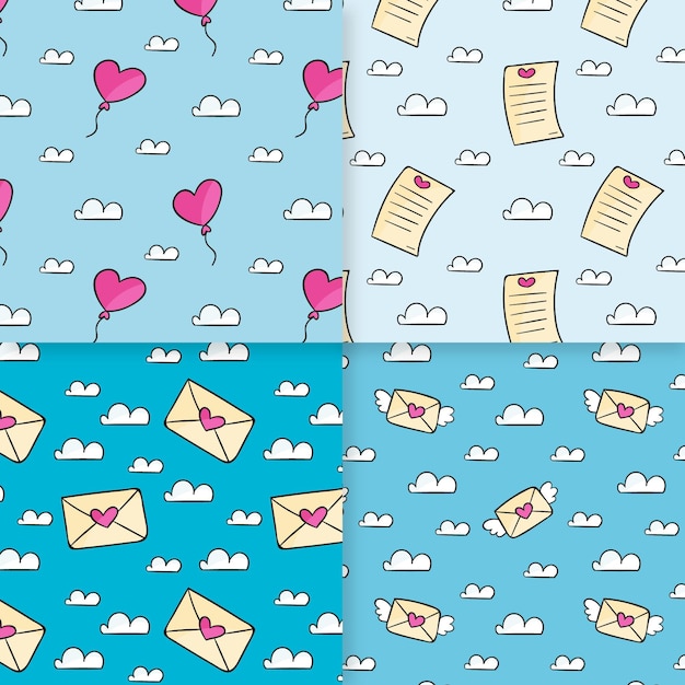 Free Vector hand drawn valentines day pattern collection