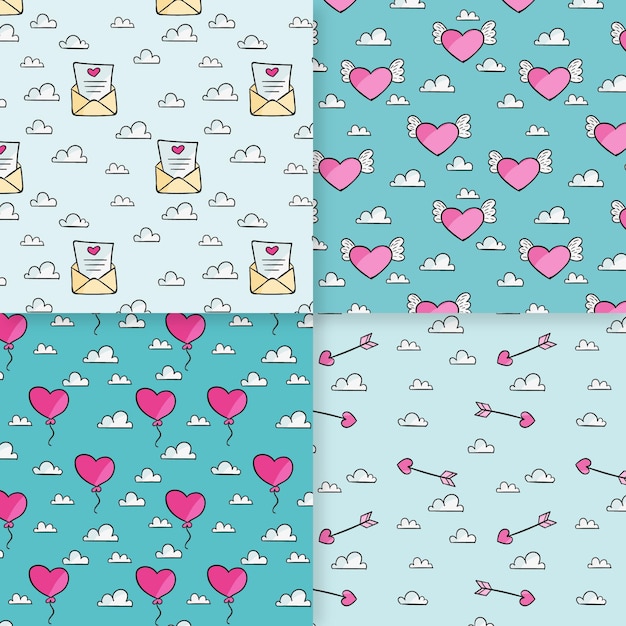 Free Vector hand drawn valentines day pattern collection