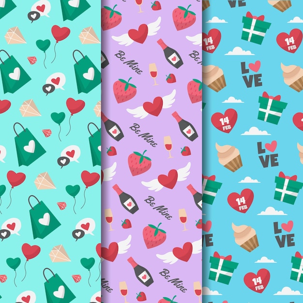 Free Vector hand drawn valentines day pattern collection