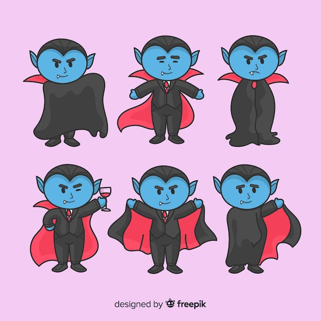 Free Vector hand drawn vampire character collection