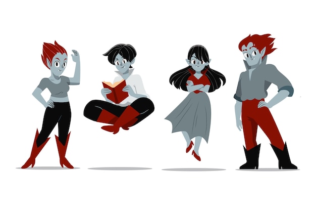 Free Vector hand drawn vampire character collection