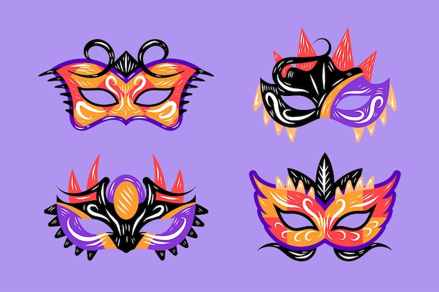 Free Vector hand drawn venice carnival masks collection