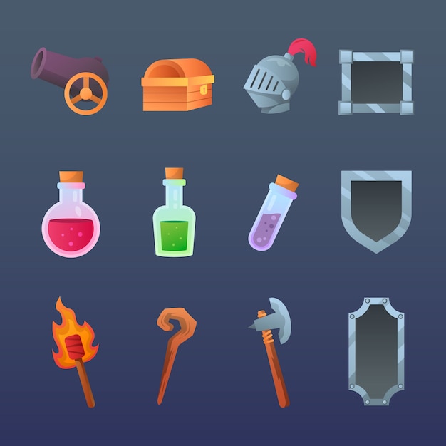 Free Vector hand drawn video game set elements