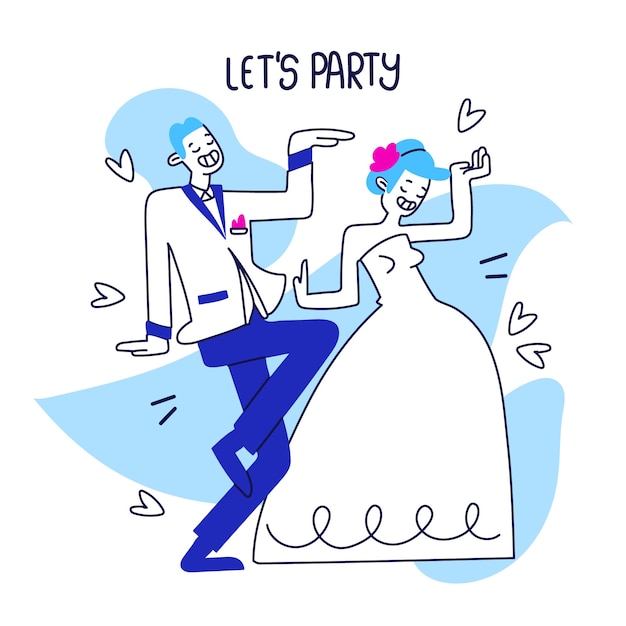 Free Vector hand drawn wedding couples