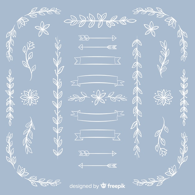 Free Vector hand drawn wedding ornament collection