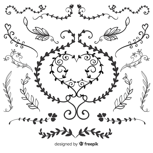 Free Vector hand drawn wedding ornament collection